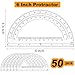 Nicunom 50 Pack Plastic Protractor, 6 Inch Math Protractors 180 Degrees Clear Protractor for Geometry Student Classroom School Office Supplies