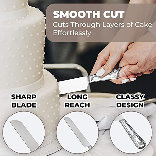 image for Orblue Wedding Cake Knife and Server Set - Premium, Beautifully Engrav