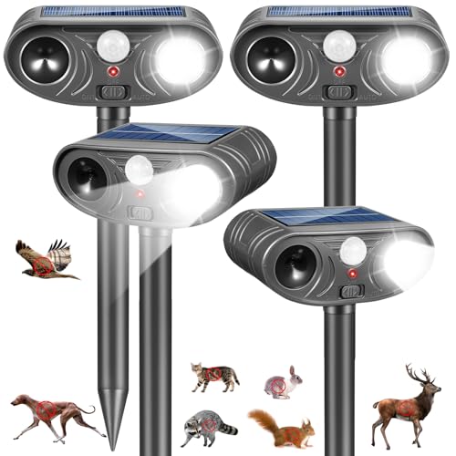 2026 Sonic Fortress Pro Deer Repellent Devices Solar Ultrasonic Racoon Squirrel Repellent Outdoor Animal Repeller IP65 Cat Deterrent Motion Activated Light to Keep Away Rabbit Skunk Dog for Garden (4)
