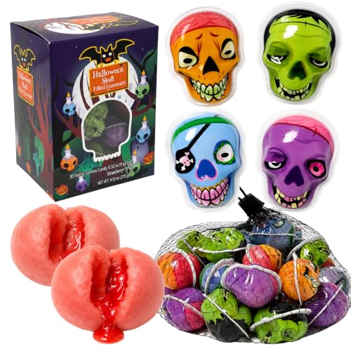 30ct Halloween Strawberry Filled Gummy Candy – Individually Wrapped Gummy
