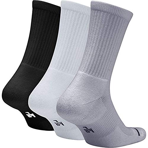 Nike Unisex Jordan Jumpman Crew Socks (3 Pack) Black/White/Wolf Grey (Men's Shoe Size 8-12)3