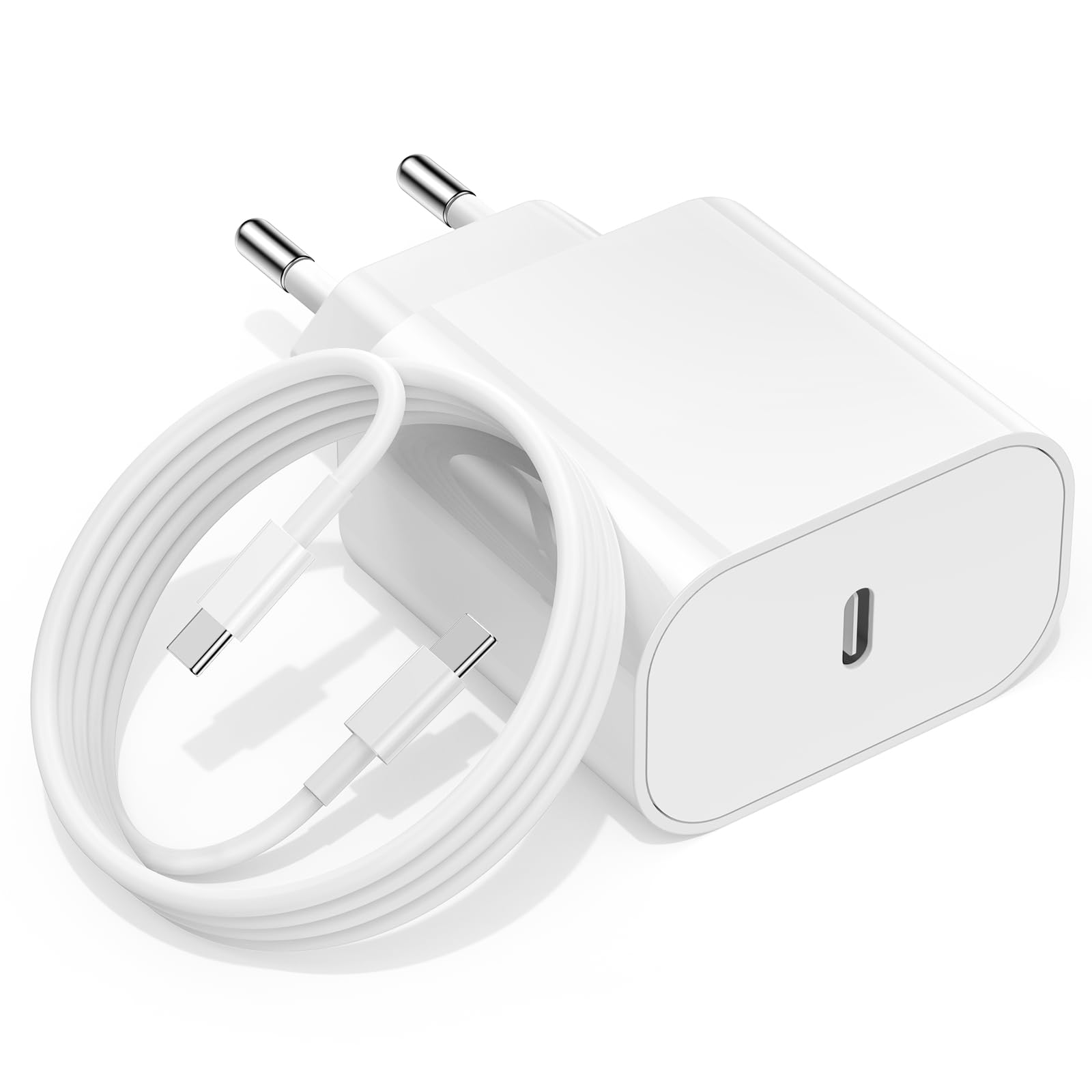 DGVERS 20W USB C Ladegerät & Ladekabel USBC für iPhone 17 16 15 (Pro Max/Pro/Plus),17 Air/16e, USB C Schnellladegerät & Schnellladekabel 2M für iPad Air/Mini, USBC Adapter/Netzteil/Stecker