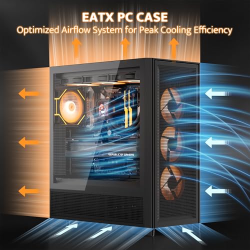 Image of darkFlash AIR NOVA Full Tower E-ATX PC Case, Six-Sided Ventilated Gaming Case, Up to 420mm Radiator, Vertical GPU Mount, Back Connect, Type C, High Airflow, 7 x PWM ARGB Fans Included (Black)