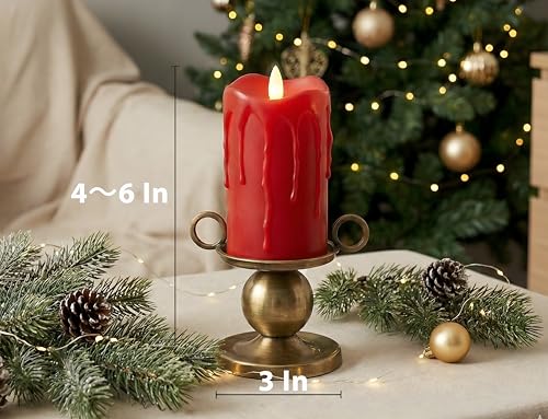 Image of Flameless Pillar Candles Flickering with Remote Timer, Battery Operated LED Candles Up to 400 Hours, 3D Moving Flame Real Wax Candles. (Red with Dripping Tear)