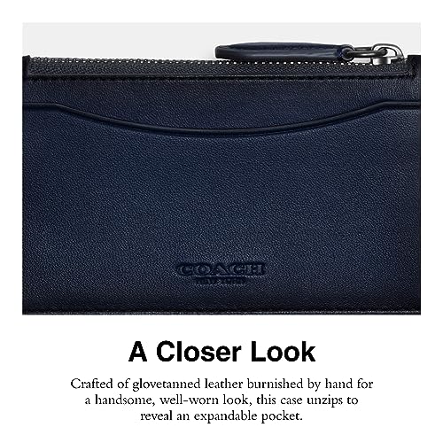 Coach Mens Zip Card Case in Burnished Leather, Deep Blue4