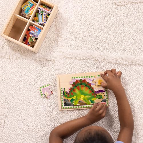 Melissa & Doug 3791 Dinosaurs 4-In-1 Wooden Jigsaw Puzzles In A Storage Box thumb #2