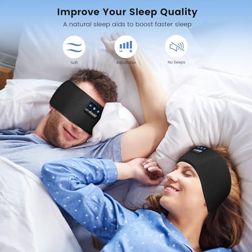 Image of LC-dolida Bluetooth Headband, Wireless Band Sleep Headphones Sleep Mask with Thin HD Stereo Speakers Music Headband Perfect for Side Sleepers, Sport
