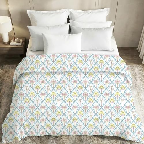 Image of MYTRIDENT Soft Comfort Comforter, 100% Cotton Cover, 200 GSM Fiber Filled Comforter, 88 Inches x 104 Inches, King Size Comforter, Printed, AC Blanket, Reversible - Fiona