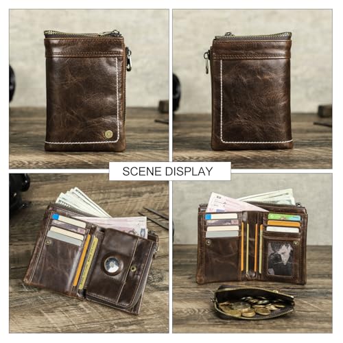 Image of Sam's Design Trifold Wallet for Men, Top Layer Genuine Leather RFID Anti-Theft, Card Fraud Prevention for Men's Wallet with Airtag Tracker Card and Cash Holder for Outdoors, Professionals