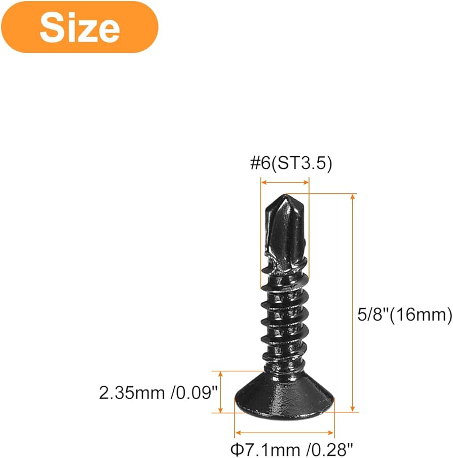 7 X 1/2 Lamiera Metallo Viti,100pz Nero Ossido 410 Inox Acciaio