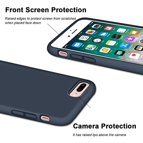 Iphone 8 Plus Case, Iphone 7 Plus Case, Anuck Soft Silicone Gel Rubber Bumper Case Microfiber Lining Hard Shell Shockproof Full-Body Protective Case Cover For Iphone 7 Plus /8 Plus 5.5" - Dark Blue #TOP2