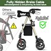 Walkers for Seniors Taller 5.3~7ft, Lightweight Foldable Rollator Walker, Built in Cable, Reinforced Aluminum Frame, 8 Big Rubber Wheels for All Terrain, 350lb Weight Capacity, Golden