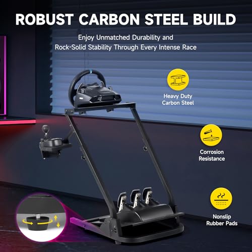 CO-Z Foldable Racing Steering Wheel Stand, Height Adjustable Gaming Wheel Stand with Gear Shift Holder, Simulator Cockpit Compatible with Logitech G920 G27 G25 G29 Thrustmaster T80 T150 TX F430 - Image 4