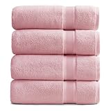 Springtree Home - Juego de 4 toallas de baño de rayón de bambú de lujo, 35% rayón de bambú, 65% algodón, toallas absorbentes de secado rápido...