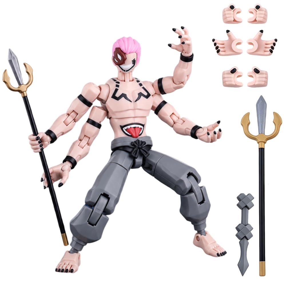 Sukuna Figure, Hvoceh Anime Figures with Accessories, 3D Figures Ryomen Sukuna Figure, 4 cm Fully Movable Joints, Figures Anime Decoration Ornament, Gift for Comic Book Lovers