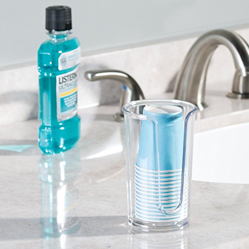 Idesign Paper & Plastic Disposable Cup Dispenser For Bathroom Countertops, The Clarity Collection – 3” X 3” X 5”, Clear #TOP3