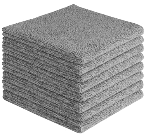 Image of AIDEA Microfibre Cleaning Cloth Lint Free Washable Pack of 8 30x30cm Grey | Multifunctional Reusable Cleaning Cloths, Streak Free Washable Cloth Duster for House, Kitchen, Car, Motorbike, Windows