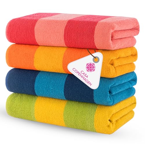 Casa Copenhagen Malibu Handtücher 4-Stück Geschenkset aus – Multicolour Strandtüchern, 75x150 cm extragroße Pooltüchern 100% Baumwolle (perfekte Sommer Geschenkset für Damen & Herren)