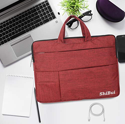 Image of SHIBUI Waterproof and Multi-Pocket Laptop Sleeve Handbag Compatible 12-13.3 Inch New 2018 Release A1932, A1989 & A1706 & A1708, MacBook Air, 12.9 Inch iPad Pro (13 Inch, Red)
