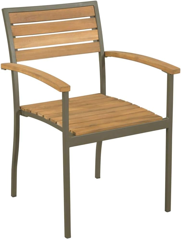 Stackable Patio Chairs 2 pcs,Bistro Chairs,Lounge Chairs,Lawn Chairs,Camping Chair,Beach Chairs,Poolside Chairs,Indoor Chair,for Lawn,Garden,Backyard,Poolside,Porch,Solid Acacia Wood and Steel