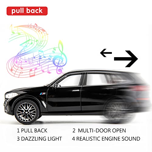 TGRCM-CZ 1/32 X5 SUV Modellauto Spielzeug, Druckguss Legierung Pull Back Auto Modell mit Licht und Sound Spielzeugfahrzeuge für Kinder Schwarz