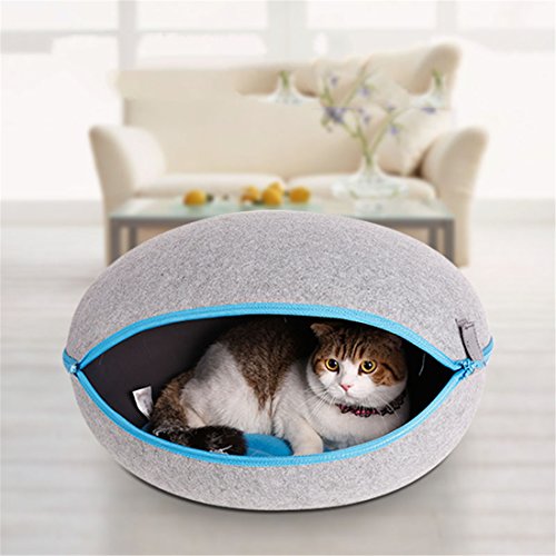 Pet Hup Hup Nature Egg Shape Cozy Felted Caves for Cat - Pet House, Bed, Cozy Cave, (Gray)
