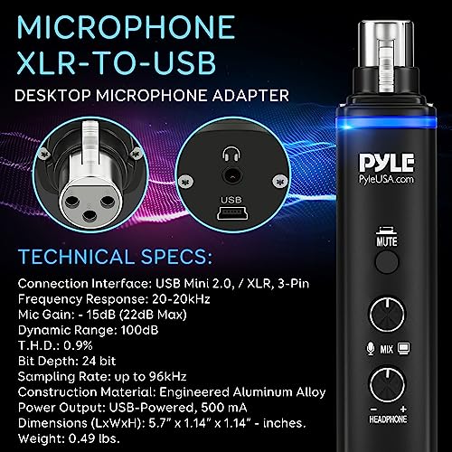 image for Pyle Microphone XLR-to-USB Signal Adapter - Universal Plug and Play XL