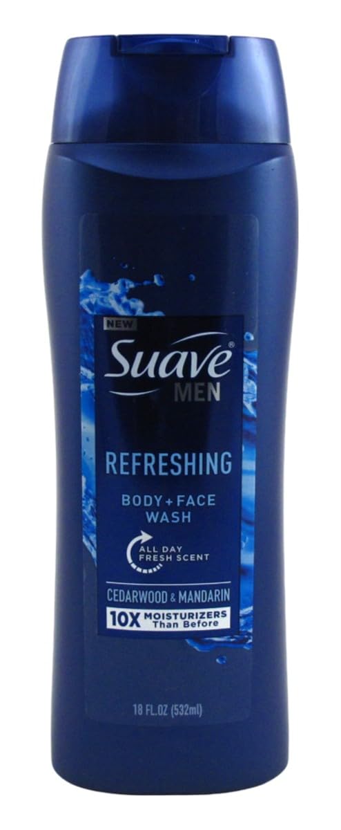Suave Body Face Wash Men 18 Ounce Refreshing Cedarwood Pack of 2