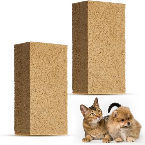 Image of Pet Hair Remover Sponge Cat and Dog Hair Sponge Rubber Pet Fur Lifter Removal Tool, Remove from Furniture, Carpet, Bedding, Clothing, 6.26 x 3.28 x 1.89 Inch(Khaki,2 Pack)
