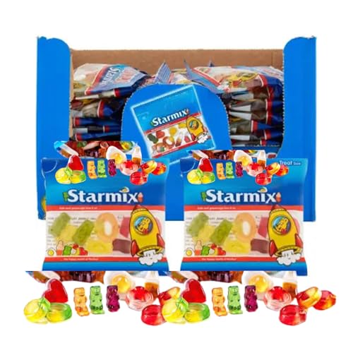 Sweet Mini Bags 100x16g - Amamitrade Thank You Sticker Made For Haribos 100 mini Packs - Bulk Sweets for Birthday Parties Christmas Halloween