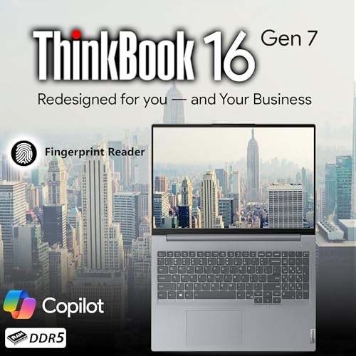 Lenovo ThinkBook 16 G7 Business Laptop, 16” FHD+, AMD Ryzen 5 7533HS, 32GB DDR5, 1TB NVMe, WiFi 6 + BT, RJ-45, HDMI, Fingerprint Reader, HD Webcam, Win 11 Pro