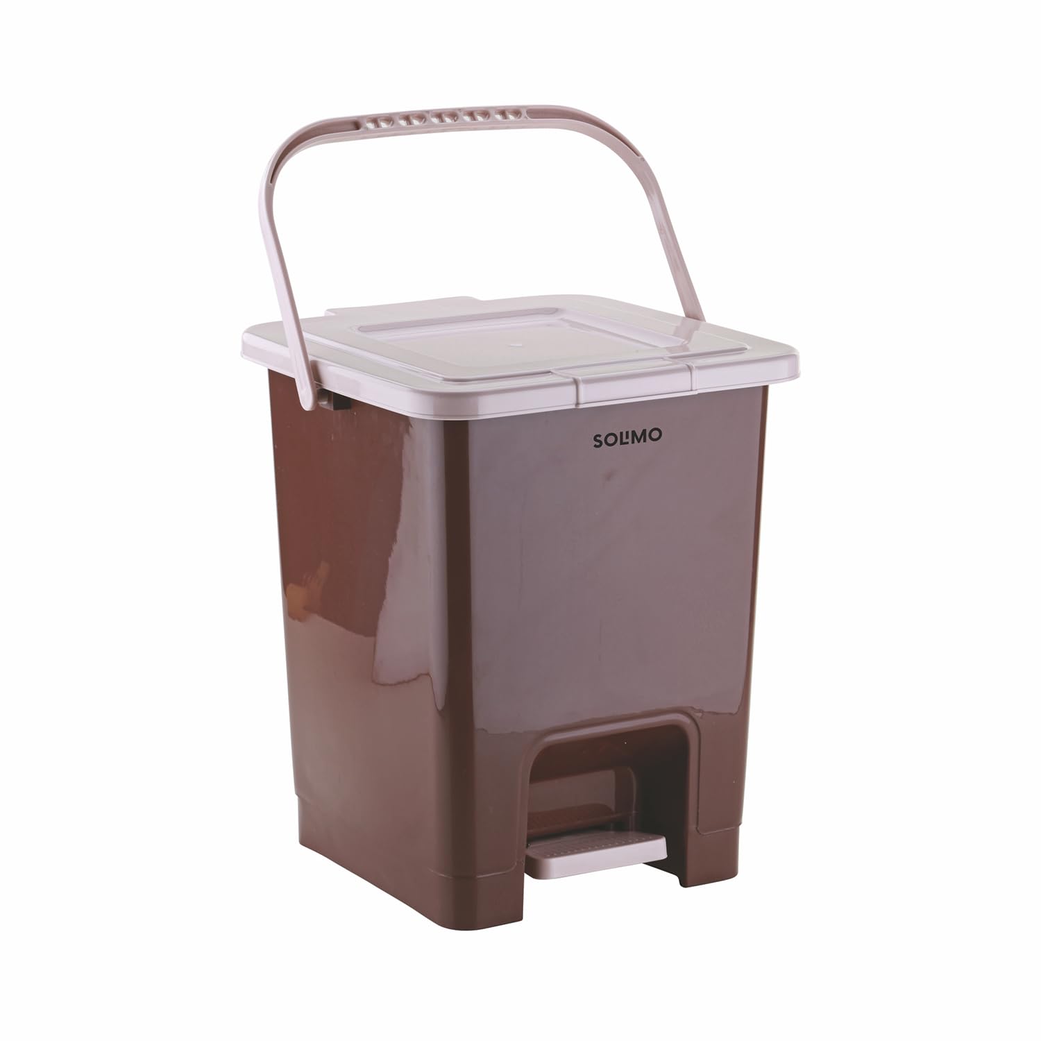 Amazon Brand - Solimo Square Pedal Dustbin (14L) | Hands-Free Trash Bin with Lid | Durable Plastic | Odor Control | Compact Design | For Kitchen, Bathroom & Office | 30L x 29.4B x 34.08H cm | Dark Brown-image-18
