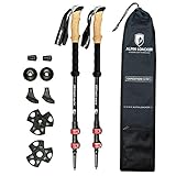 Alpin Loacker - Bastones de senderismo de aluminio, bastones telescópicos de altura regulable con mango de corcho, incluye accesorios, de aluminio estable y resistente a la rotura