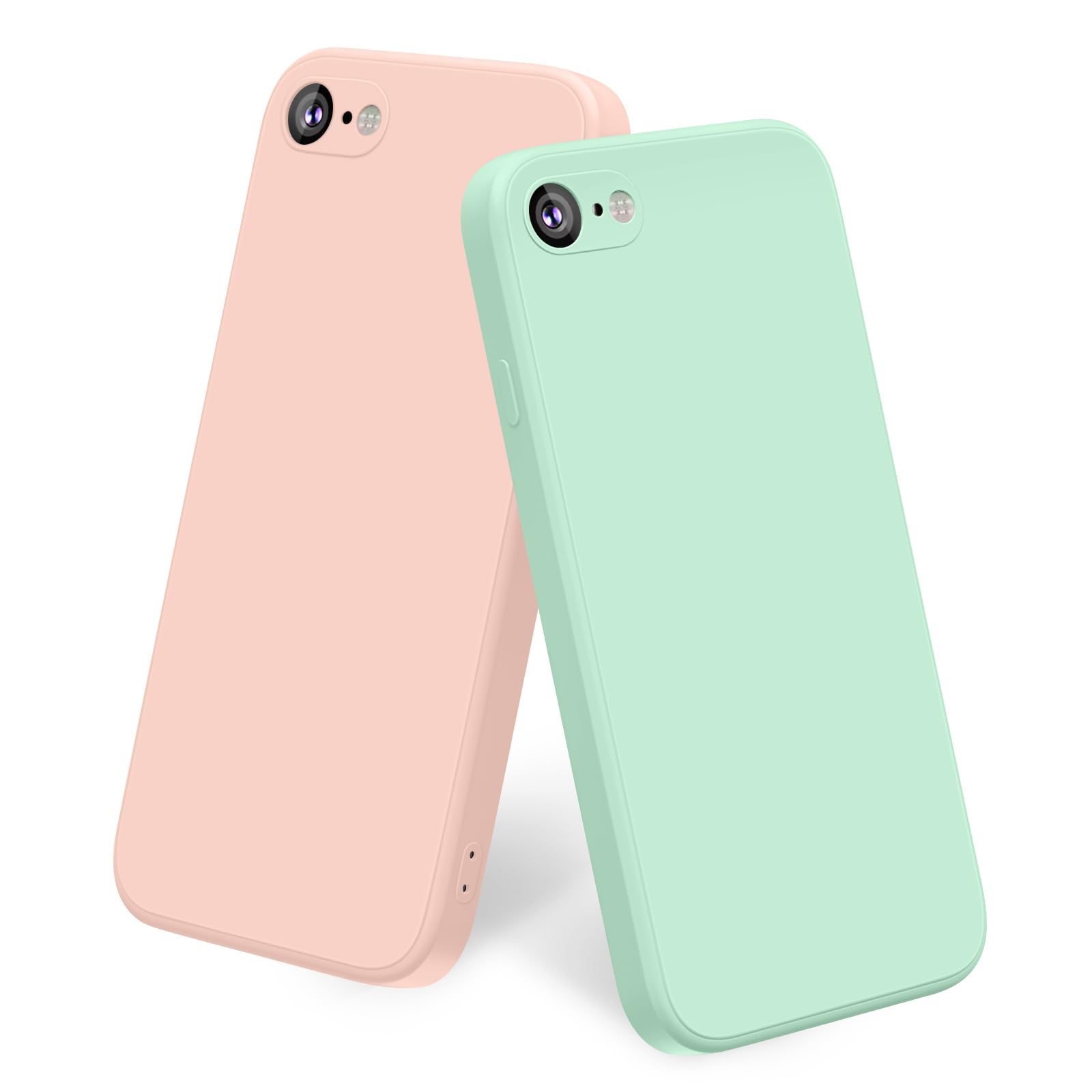 VANCLE [2 PACK] Silicone Case Compatible with iPhone SE 2020/iPhone 8/iPhone 7, with a Soft Microfiber Lining for Comprehensive Protection, 4.7" (Sand Pink/Mint Blue)