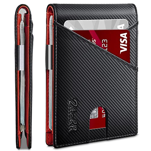 Image of Zitahli Slim Wallet for Men,RFID Blocking Leather Bifold with Money Clip | Minimalist Front Pocket Design, Holds 12 Cards, RFID Protection, Gifts for Men on Birthdays, Father's Day, and Christmas