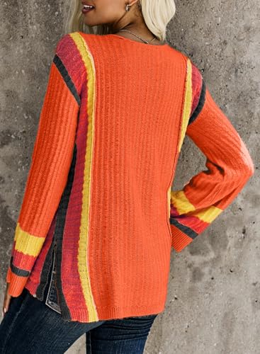 Image of Dokotoo Womens 2026 Spring Summer Casual Crewneck 3 /4 Sleeve Striped Lightweight Knit Trendy Boho Tops Pullover Sweaters