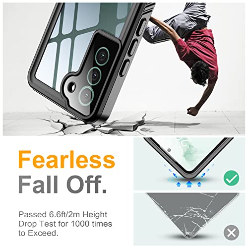 Temdan For Samsung Galaxy S22 Case,Waterproof Samsung S22 Case With Built-In Screen Protector Shockproof Dustproof Heavy Duty Full Body Protective Case For Samsung Galaxy S22 5G 6.1'',Black #TOP2