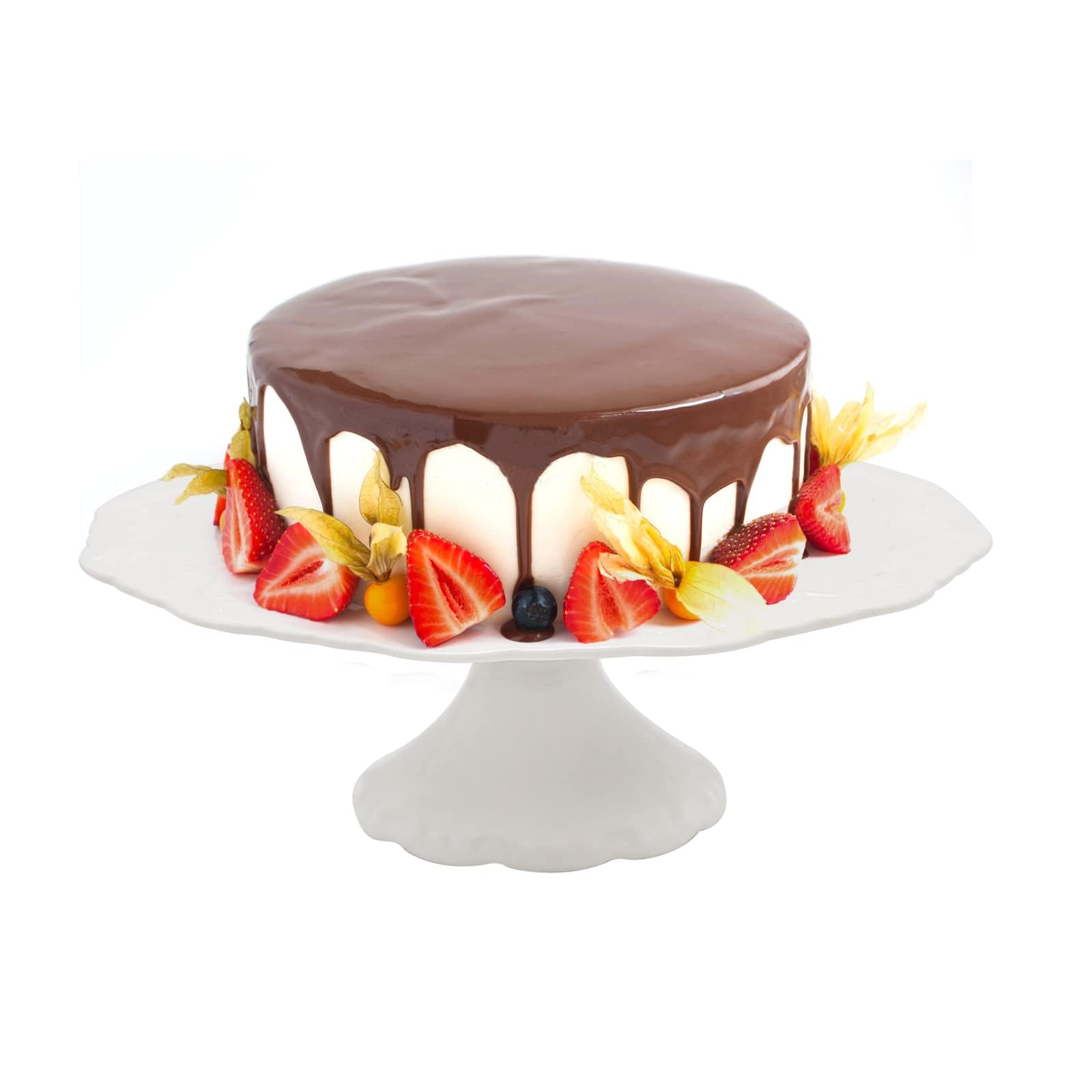 Soporte de porcelana para tartas de 12 pulgadas, color blanco, redondo, para postres, para bodas, cumpleaños, baby shower, aniversario, fiesta