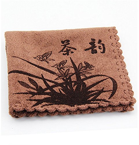 Chinese Kung Fu Tea Superfine Fiber Tea Towels/Kung Fu Tea Towels Kung Fu tea accessories Strong water absorption High-Grade Tea Cloth/Tea Tools 2 Pieces(Brown)