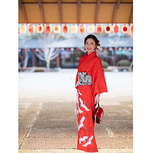 thefancypumpkin Japanese Style Retro Women Kimono Dress Costume Bathrobe with Waistband, Peacock Feathers