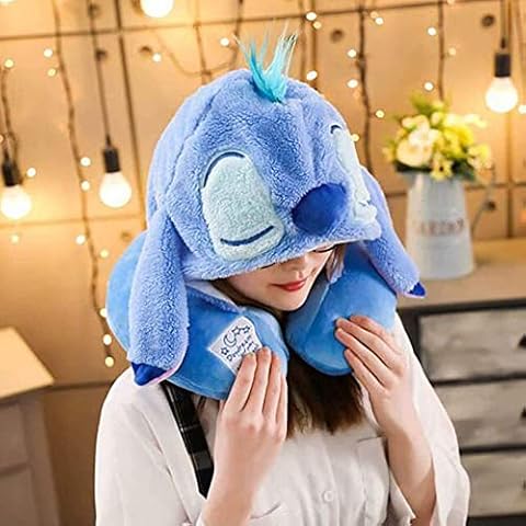 ZSJZSJ U-förmige Nackenkissen mit niedlichen Cartoon-Tier 2 in 1 Cap gemütliche Reise Kissen Cover
