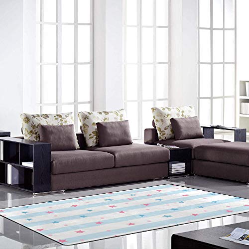 Tapis rayé étoilé Ruchen grand format 72x48 pouces pour salon et chambre moderne