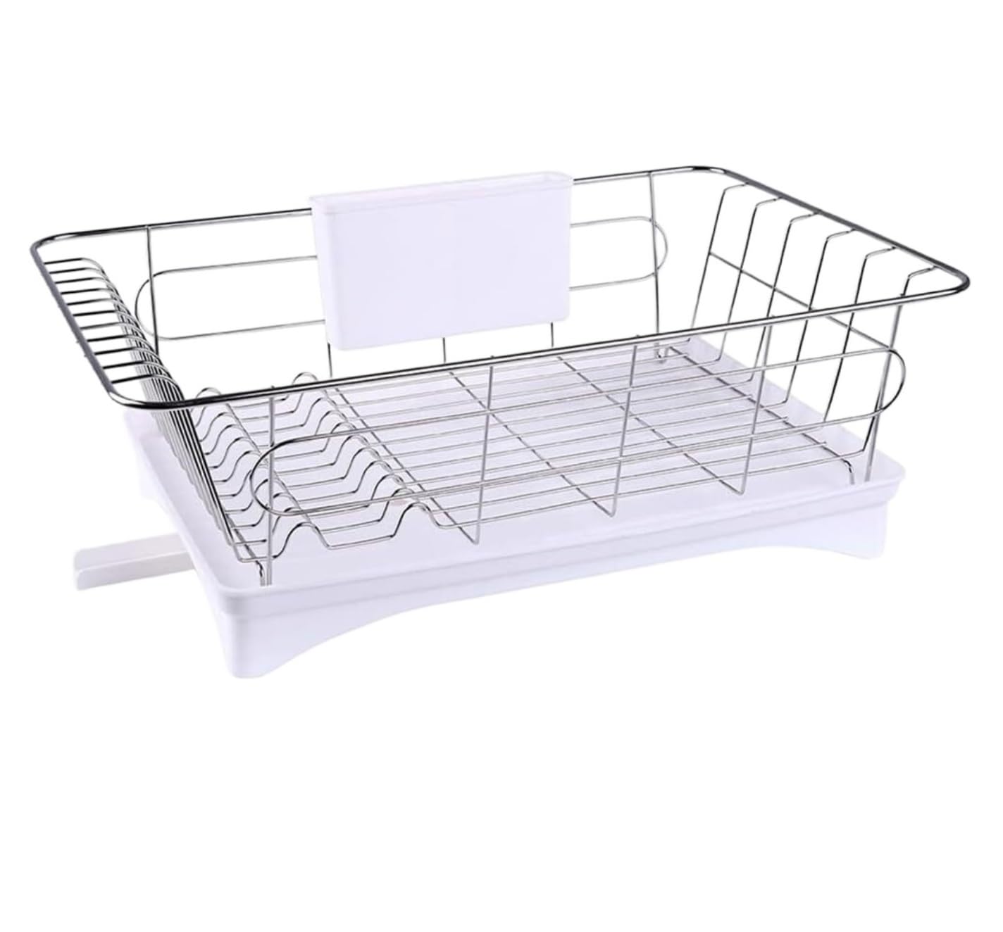 GOOPEEG Dish Drainer,Dish Rack Dish Drainer Drying Rack With Drainboard Kitchen Organizer Storage Holder Plates Tableware Easy Dish Organization(White)