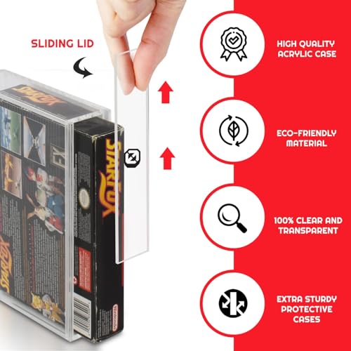 Image of EVORETRO SNES & N64 Game Storage Display Acrylic Protector Case Compatible with Nintendo N64 Game Holder & SNES Game Storage Boxes - 4MM Acrylic SNES Box Protector Clear Case (2 Pack)