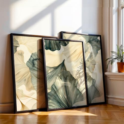 Image of NoWorries Modern Portrait Art & London Floral Wall Frames Paintings | Chelsea & Covent Garden Botanical 300 GSM Premium Prints | Stylish Home Decor for Living Room, Office & Bedroom | Synthetic Wooden Wall Art Frames (Set of-3) (BLACK, ART-12, 21X31INCHES)