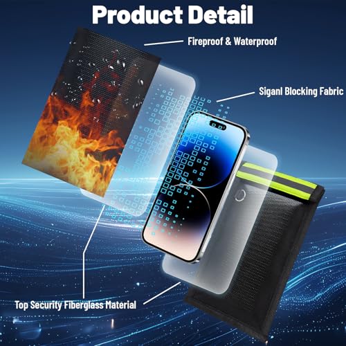 Image of 2 Pack Military Grade Faraday Bags for Phones & Car Keys, Anti-Tracking Anti-Theft Signal Blocking Pouch, Faraday Key Fob Protector