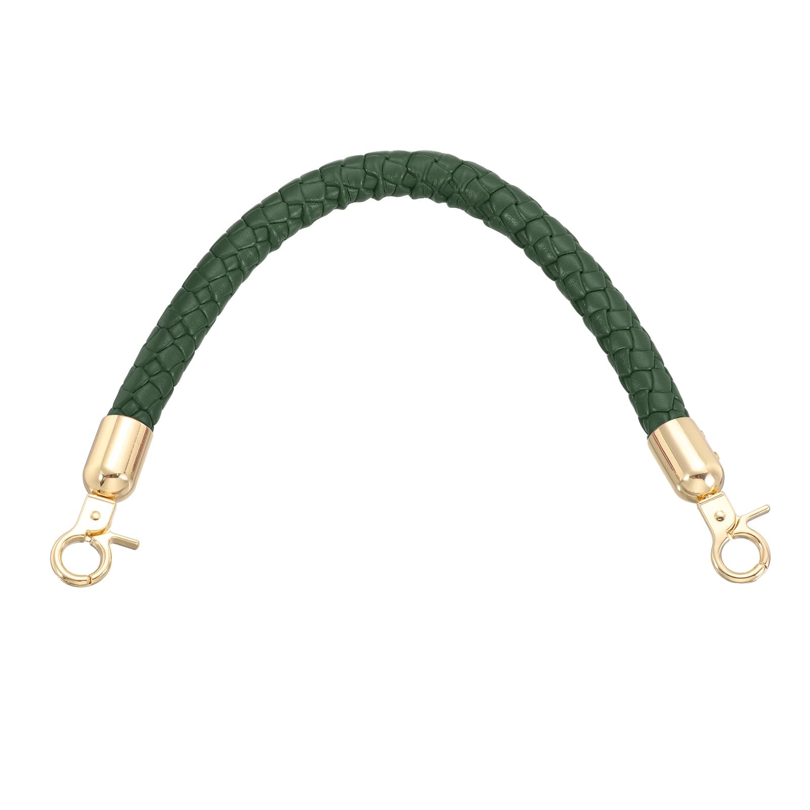 sourcing map Braided Purse Straps, 11.8 Inch PU Leather Handbag Handles Braided Leather Short Handbag Strap Replacement with Spring Buckle for DIY Handbags Purse Making, Green
