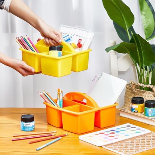 Plastic Table Caddy Organizer with Handle - 6 Pack, 3 Compartments - Image 2