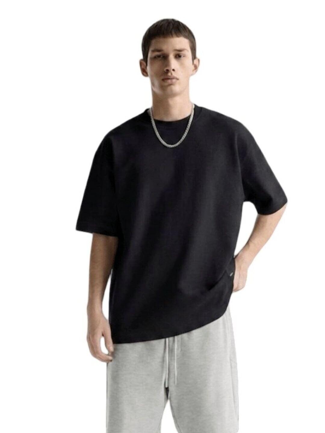 hifzaa Oversized Solid Tshirt for Mens Loose fit Down Shoulder Plain Summer tee M to 4XL-picture-40