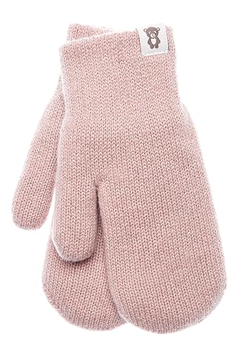 Guantes de punto de lana para bebés y niños de 0 a 7 años color beige y rosa